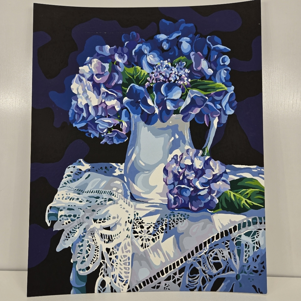 Hydrangea‎ Melody Finished Acrylic Painting Paint By Number Floral Still Life